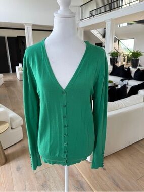 Cielo Emerald Green V-Neck Button Cardigan